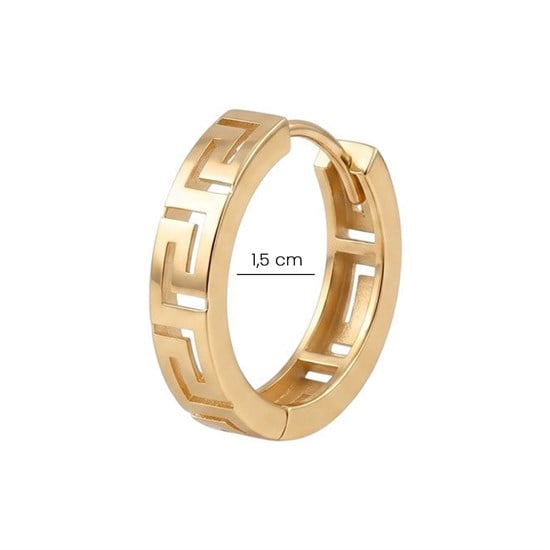 Grek Desenli Halka Küpe 14 Ayar Altın