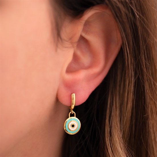 Cetaş Bir Dilek Tut Nazar Mineli 14 Ayar Altın Küpe