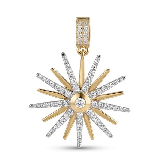 Taşlı Güneş 14 Ayar Kolye Ucu