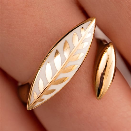 Cetaş Olivia Beyaz Mineli Tasarım 14 Ayar Altın Yüzük