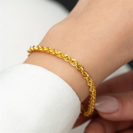 Halat Bileklik 3 mm 14 Ayar Altın