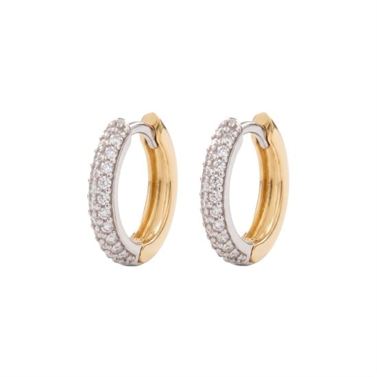 Çift Renk Taşlı 14 Ayar Altın Küpe