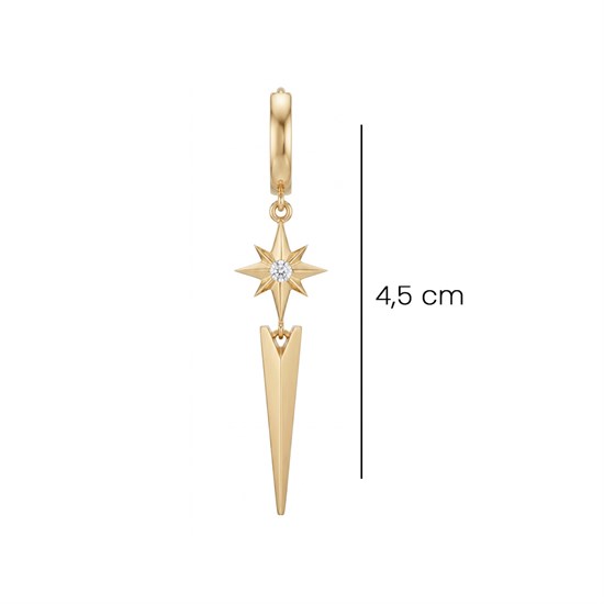 Sallantılı Kuzey Yıldızı 14 Ayar Altın Küpe 4,5 cm