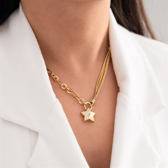 Cetaş Eterna Mineli Yıldız 14 Ayar Altın Kolye