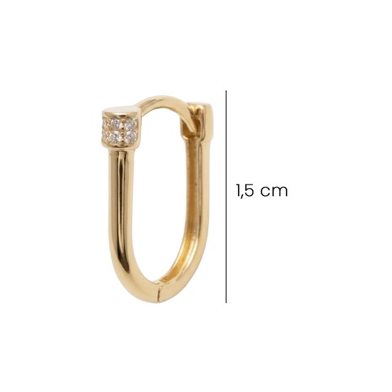 Taşlı Tasarım Küpe 1.5 Cm 14 Ayar Altın