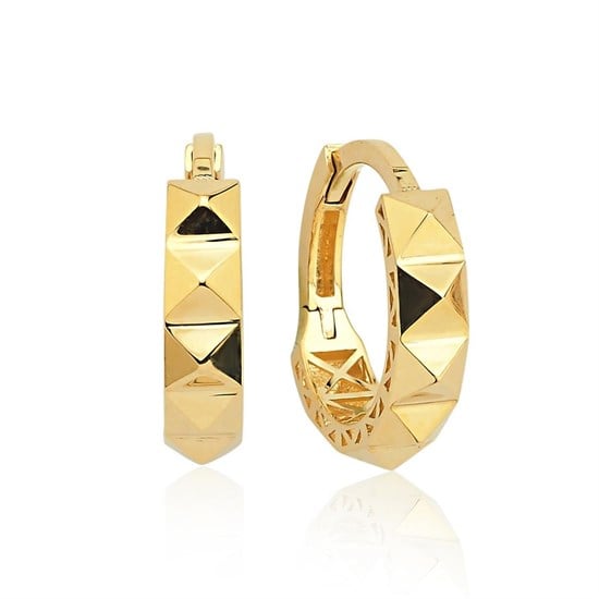 Geometrik Altın 14 Ayar Altın Küpe