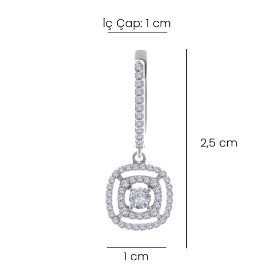 Taşlı Baget 14 Ayar Altın Küpe