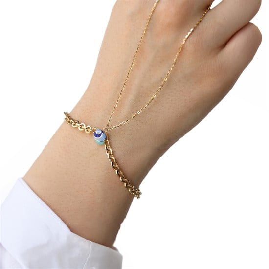 Cetaş Colore Mavi Mineli 14 Ayar Altın Şahmeran Bileklik