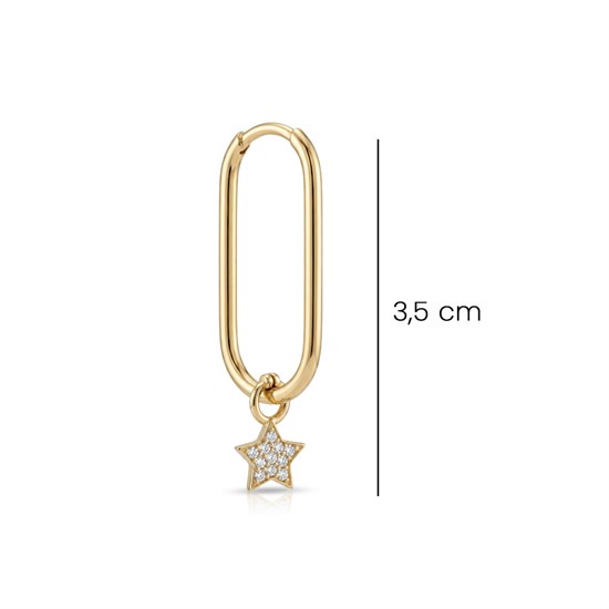 Yıldız Sallantılı 14 Ayar Altın Küpe 3,5 cm