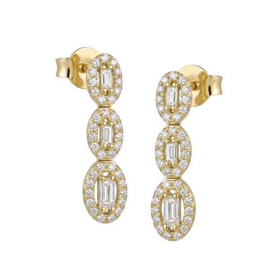 Baget Taşlı 14 Ayar Altın Küpe