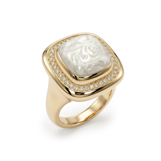 Cetaş Sedef Mineli Taşlı 14 Ayar Altın Yüzük