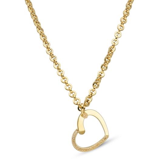 Cetaş Eterna Taşlı Kalp 14 Ayar Altın Kolye