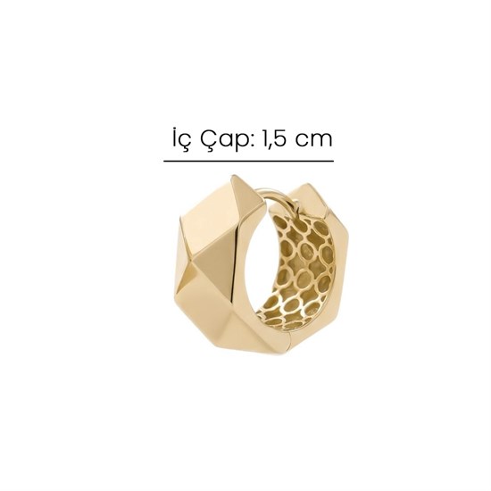 Geometrik Desen 14 Ayar Altın Küpe