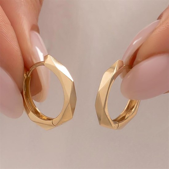 Geometrik Model Halka 14 Ayar Altın Küpe