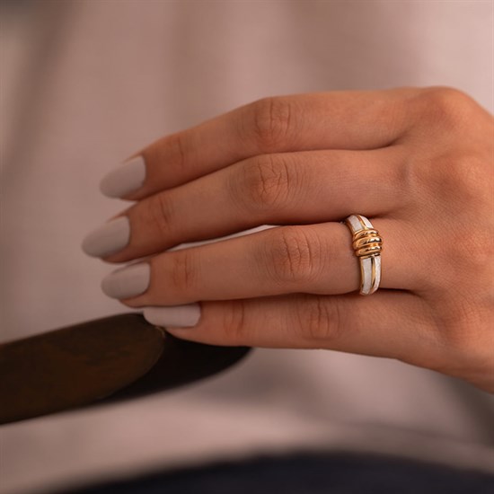 Cetaş Eterna Altın Yüzük Sarı-Rose Altın Sedef 14 Ayar