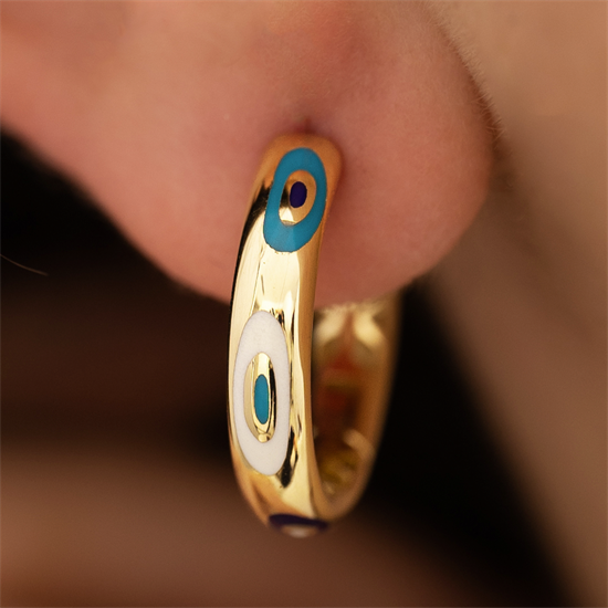 Cetaş Fortuna Nazar Mineli 14 Ayar Altın Küpe