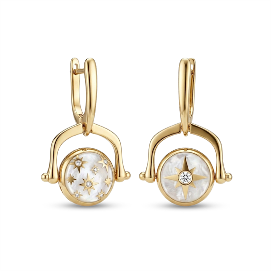 Cetaş Polaris Sedef Mineli 14 Ayar Altın Küpe