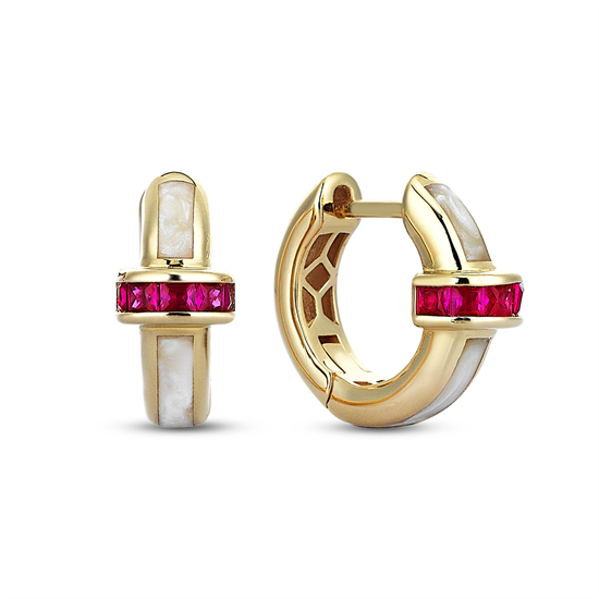 Cetaş Minima Renkli Taşlı 14 Ayar Altın Küpe