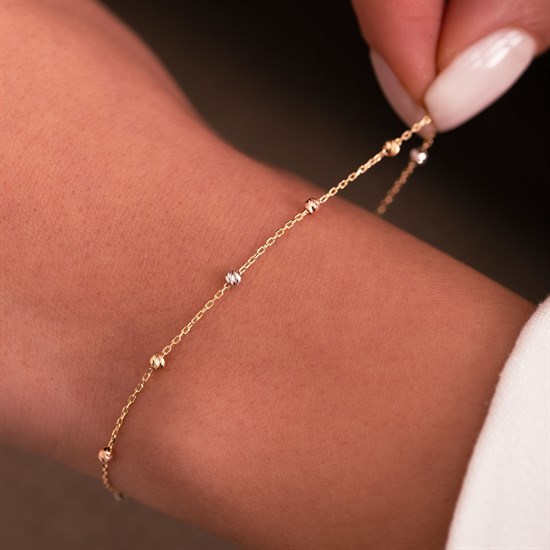 Üç Renkli Dorika Bileklik 14 Ayar Altın