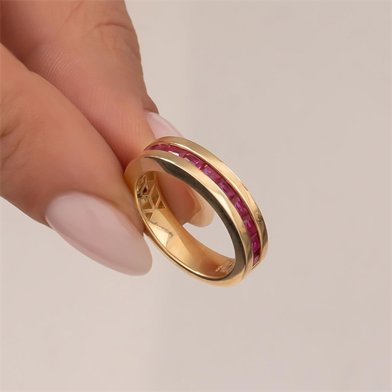 Cetaş Pembe Taşlı 14 Ayar Altın Yüzük