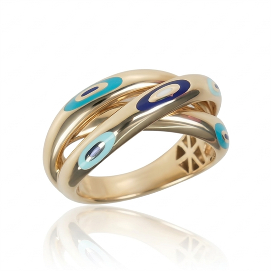 Cetaş Fortuna Mineli Çapraz Model 14 Ayar Altın Yüzük