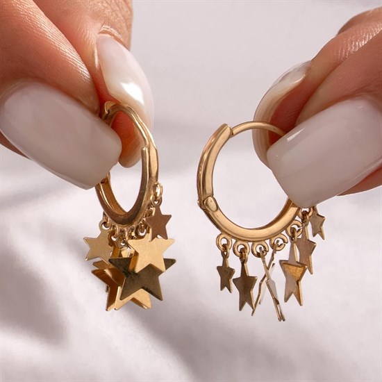 Yıldız Sallantılı 14 Ayar Altın Küpe