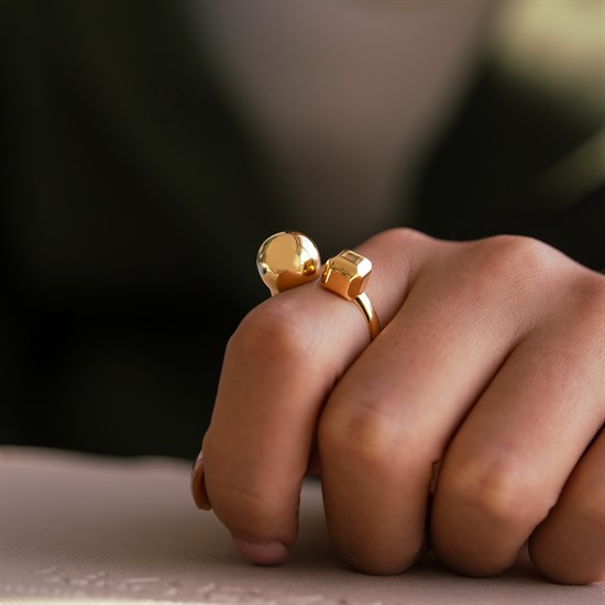 Cetaş Eterna Top ve Küp 14 Ayar Altın Yüzük