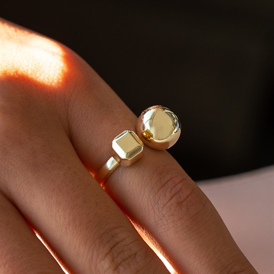 Cetaş Eterna Top ve Küp 14 Ayar Altın Yüzük