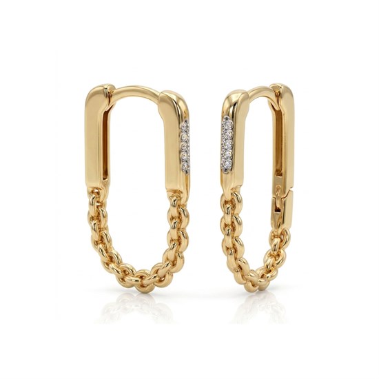 Taşlı Sarmal Model 14 Ayar Altın Küpe