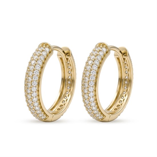 Taşlı Halka Küpe 14 Ayar Altın