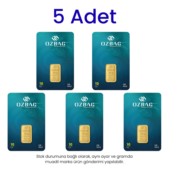 5 Adet 10 Gr 24 Ayar Gram Altın