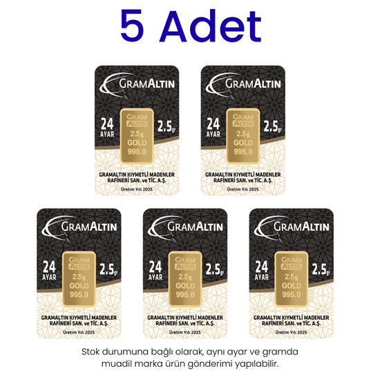 5 Adet 2.5 Gr 24 Ayar Gram Altın