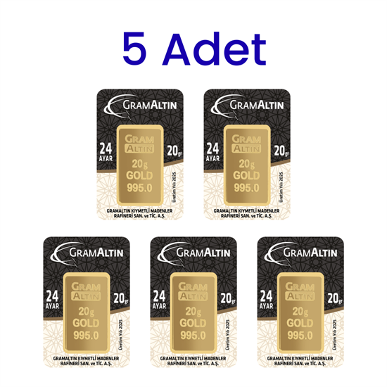 5 Adet 20 Gr 24 Ayar Gram Altın