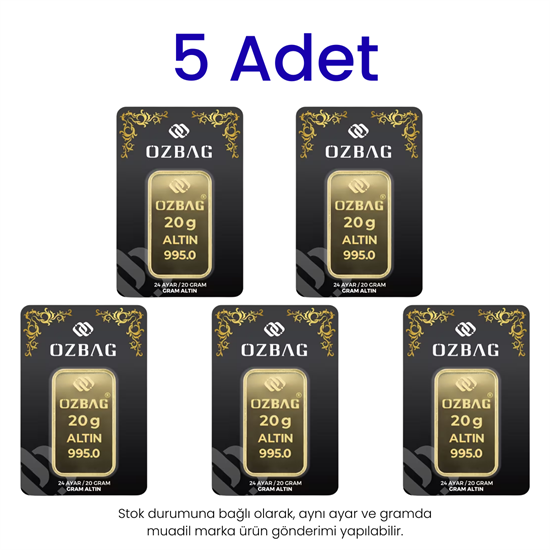 5 Adet 20 Gr 24 Ayar Gram Altın