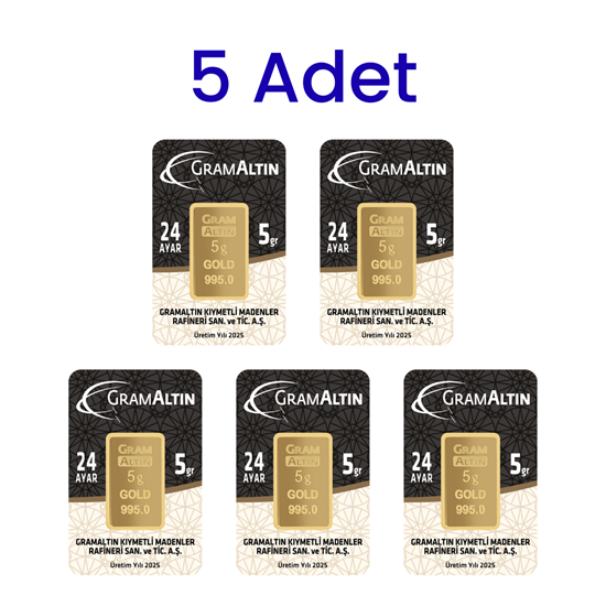 5 Adet 5 Gr 24 Ayar Gram Altın