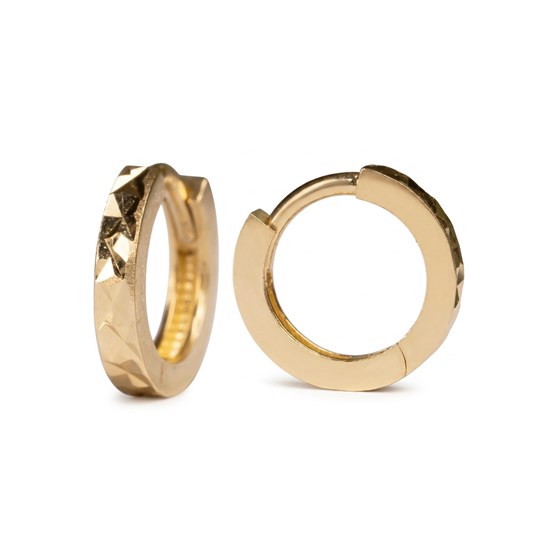 Desenli Halka Küpe 14 Ayar Altın