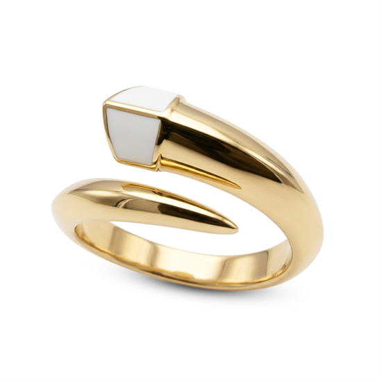 Cetaş Beyaz Mineli Tasarım 14 Ayar Altın Yüzük