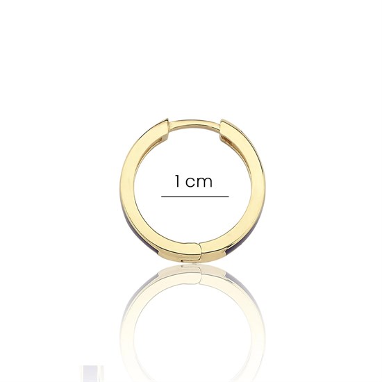 Lacivert Mineli 14 Ayar Altın Halka Küpe