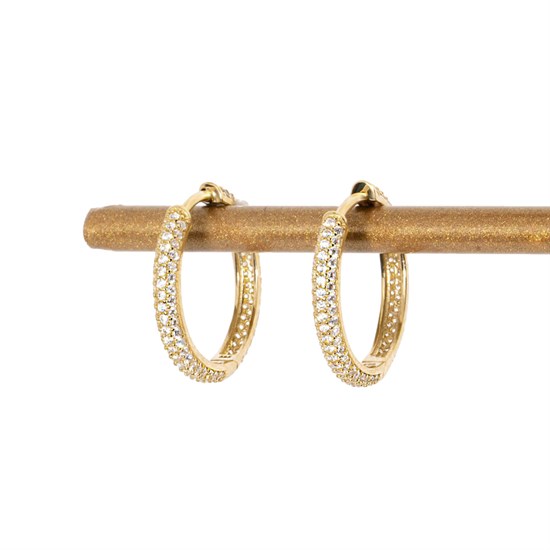 Spor Taşlı 14 Ayar Altın Halka Küpe 2 Cm