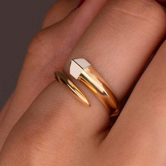 Cetaş Beyaz Mineli Tasarım 14 Ayar Altın Yüzük