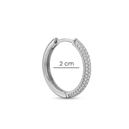 Kenarı Taşlı Halka Küpe 14 Ayar Beyaz Altın