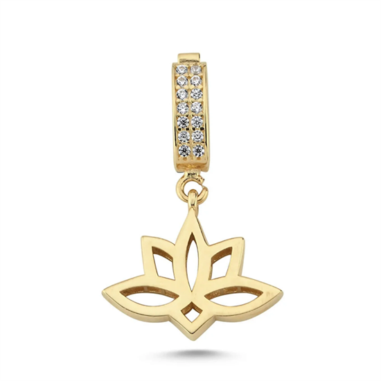 Lotus Kolye Ucu 14 Ayar Altın