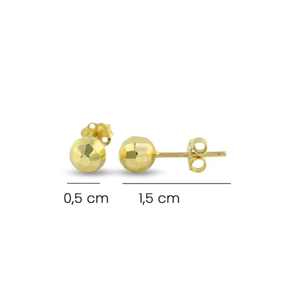 Kesikli Model Top Küpe 14 Ayar Altın