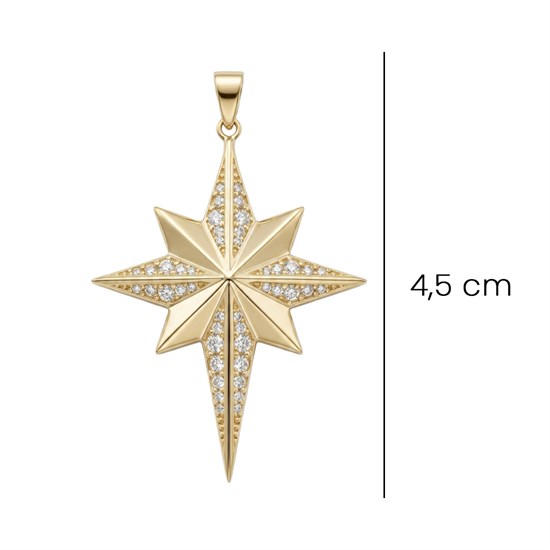 Kutup Yıldızı Taşlı 4 Cm 14 Ayar Kolye Ucu