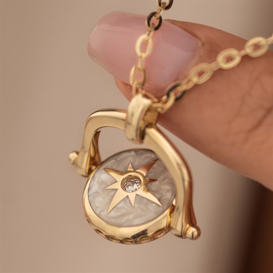 Cetaş Eterna Çift Taraflı Madalyon 14 Ayar Altın Kolye