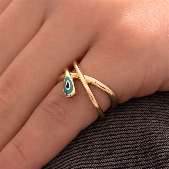 Cetaş Fortuna Nazar Mineli Tasarım 14 Ayar Altın Yüzük