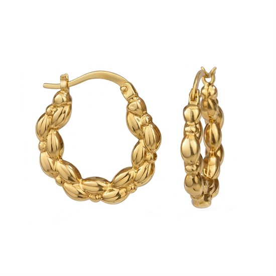 Çift Taraflı Desenli Küpe 14 Ayar Altın