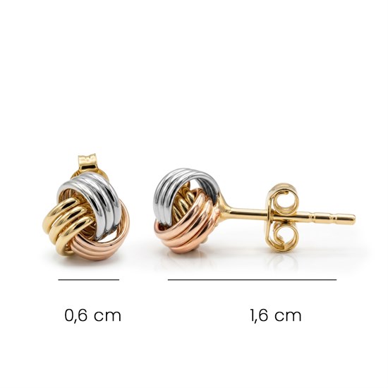 Üç Renk Sarmal Model 14 Ayar Altın Küpe