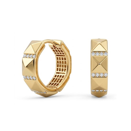 14 Ayar Altın Dörtgen Kesim Küpe