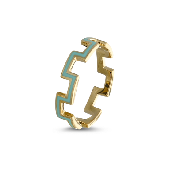 Cetaş Mavi Mineli Tasarım 14 Ayar Altın Yüzük